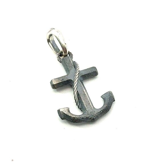David Yurman Maritime Anchor Pendant Sterling Silver Estate DY666 - Picture 2 of 4